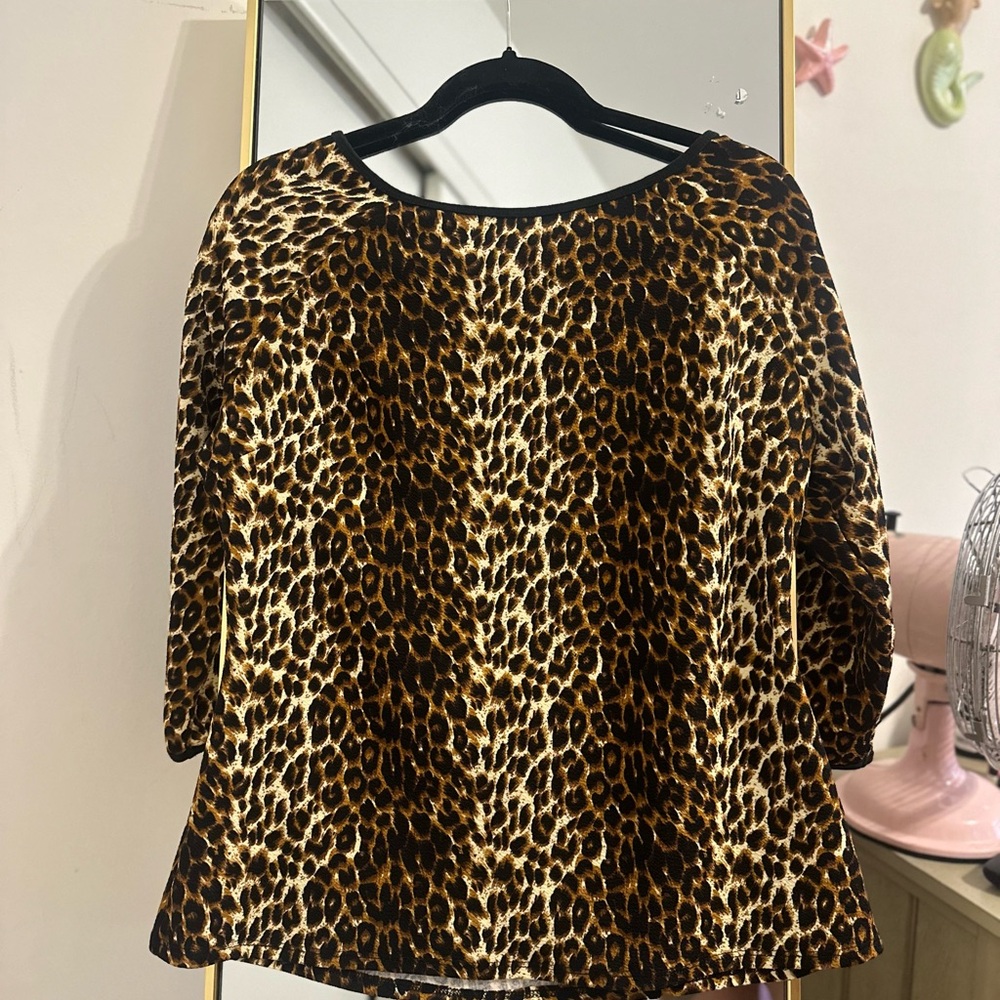 Vixen By Micheline Pitt Leopard Quarter Sleeve Top